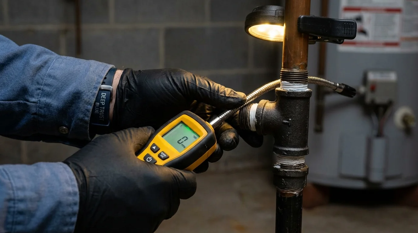 Gas leak detection with electronic sniffer by Johns Plumbing LLC in Jamestown